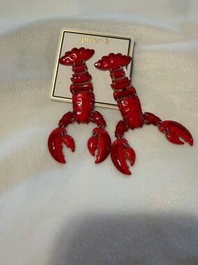 Piper•k Bright Red Lobster/Crawfish Dangle Earrings